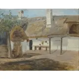A Child Standing at an Outside Worktable by Tina Blau, Oil on paper laid to cardboard, sold Jun 2025