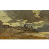 Tina Blau, Malcesine, af Gardasee, (Malcesine on Lake Garda) Oil on board