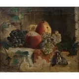 Tina Blau, Still-Life of Fruit with Moth on Window Ledge