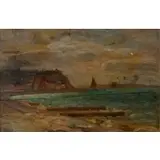 Tina Blau, Sail Boats on Lake Garda off Malcesine, Oil on board