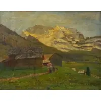 Tina Blau, Figures Walking in Wengen, 1899, Oil on canvas