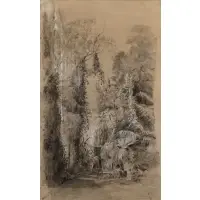 K. u K. Wintergartien IM Palmenhaus (Vienna Conservatory) by Tina Blau, 1882, Mixed media, watercolor, gouache, and pen, sold Jun 2025