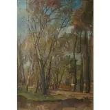 Tina Blau, Landscape with a River Among the Trees, Oil on canvas
