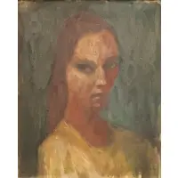 Earl Kerkam, Portrait of a Woman with Red Hair, Oil on canvas board