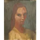 Earl Kerkam, Portrait of a Woman with Red Hair, Oil on canvas board
