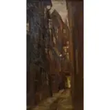 Tina Blau, Street in Hamburg, Oil on panel