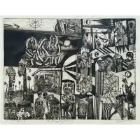 The triumph of B.L.S. by Vincent Smith, A.P etching, sold May 2025