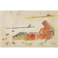 Vincent Smith, Lovers on the Grass, Watercolor and ink