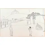 Vincent Smith, Benin Ancestral Shrine, Pen and pencil drawing
