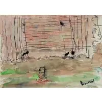 Child On The Grass by Vincent Smith, Pen and watercolor, sold May 2025