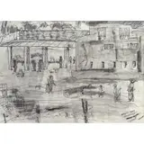 Vincent Smith, Market In Bagahoya, Ink drawing