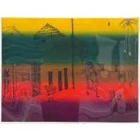Through Masai Country by Vincent Smith, Color etching, signed, titled and dated, 1975, sold May 2025