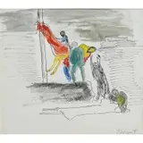 Vincent Smith, Descent from the cross, Pen and watercolor