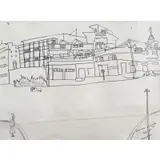 Vincent Smith, The New Palace Hotel, Ink drawing