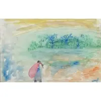 Down At The Farm by Vincent Smith, Pen and watercolor, sold May 2025
