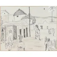 Throughout Masai Country by Vincent Smith, Pencil drawing, sold May 2025