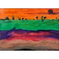 Ethiopian Landscape by Vincent Smith, Gouache, sold May 2025