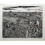 Vincent Smith, Down on the farm, , AP etching ,signed , titled and dated 1965
