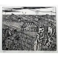 Down on the Farm by Vincent Smith, Etching, signed, sold May 2025