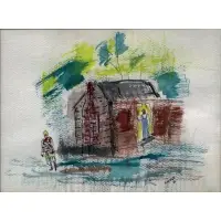 Feeding Time by Vincent Smith, , Pen and watercolor, sold May 2025