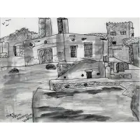 Fort Jesus by Vincent Smith, Ink drawing, signed, titled and dated 1973, sold May 2025