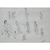 People Of Ghana by Vincent Smith, , Pen and ink, signed and titled, sold May 2025