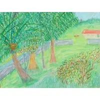 Vincent Smith, Caribbean Farm, Watercolor, unsigned but with estate stamp