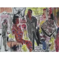 The Great Affair by Vincent Smith, Pen and watercolor, sold May 2025