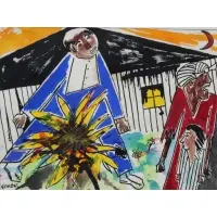 Sunflower by Vincent Smith, , Pen and watercolor, sold May 2025