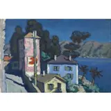 Fred Stauffer, Houses in the Ticino, Oil on Pavatex board