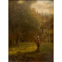 William Sidney Mount, In the Backyard with the Dog, 1868, Oil on panel