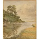 Irving Ramsey Wiles, River Landscape, Watercolor on paper