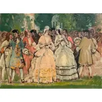 Gifford Beal, Soiree (Evening Party), Oil on board