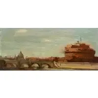 David Levine, Castle Saint Angelo, Rome, Oil on board