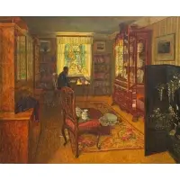 Paul Kauzmann, Interior Scene, Oil on board