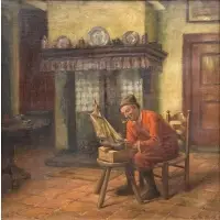 Ludwig Max Roth, Building the Sailboat', Oil on canvas