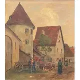 Paul Lippe, The Village Gathering, Oil on canvas