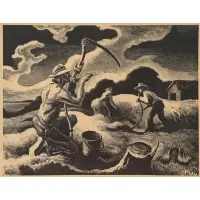 Island Hay by Thomas Hart Benton, 1945, Lithograph, sold May 2025