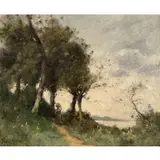 Paul Désiré Trouillebert, Paysanne Sur Le Chemin (Peasant Woman on a Path), Oil on canvas