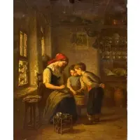 Paul Seignac, Nursing the Bird, Oil on canvas