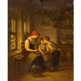 Paul Seignac, Nursing the Bird, Oil on canvas