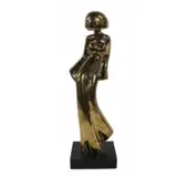 David Hostetler, Summertime Lady, Polished bronze sculpture, signed on base of bronze and titled under wood base
