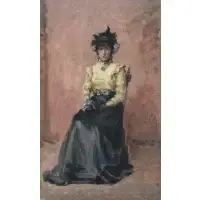 David Wu Ject-Key, Lady with Violets, Oil on board