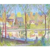 Joseph Barrett, Tow Path, Oil on canvas