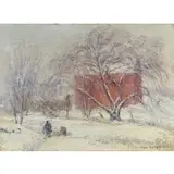 View From Artist's Porch, Including his Two Sons, New Milford, Connecticut by Johann Berthelsen, Oil on canvas, sold Apr 2025