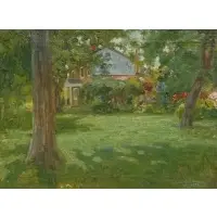 Augustus Smith Daggy, Silvermine Community House Yard, Oil on canvas