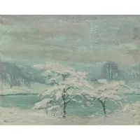 Robert Emmett Owen, Snowy Apple Blossoms, Oil on canvas