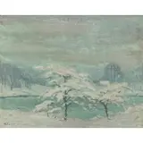 Robert Emmett Owen, Snowy Apple Blossoms, Oil on canvas