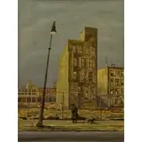 Armin Landeck, West 41st Street, NYC., Oil on paper