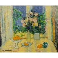 Les Pivoines (The Peonies) by Michel Henry, Oil on canvas, sold Apr 2025